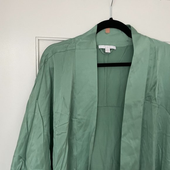 Lunya Washable Silk Robe in Peaceful Green Size L/XL Removable Self Tie Belt - Picture 6 of 10